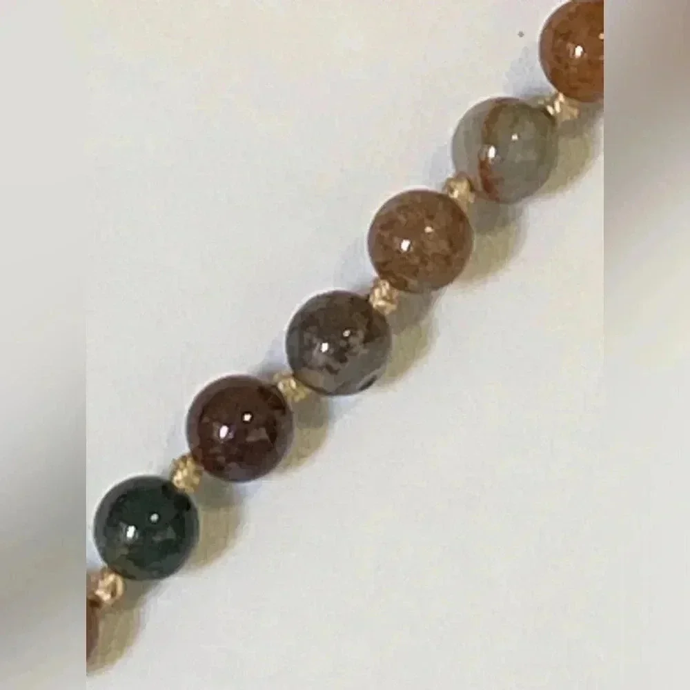 Handmade Mala Buddha Prayer Beads Necklace with Tassel Indian Agate NWT
